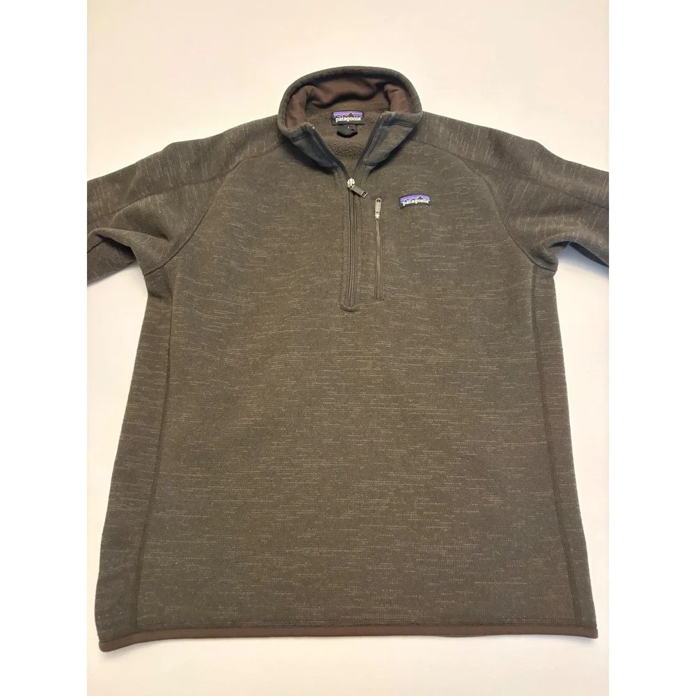 Patagonia Sweater Mens Large Brown Quarter Zip Fleece Pullover
